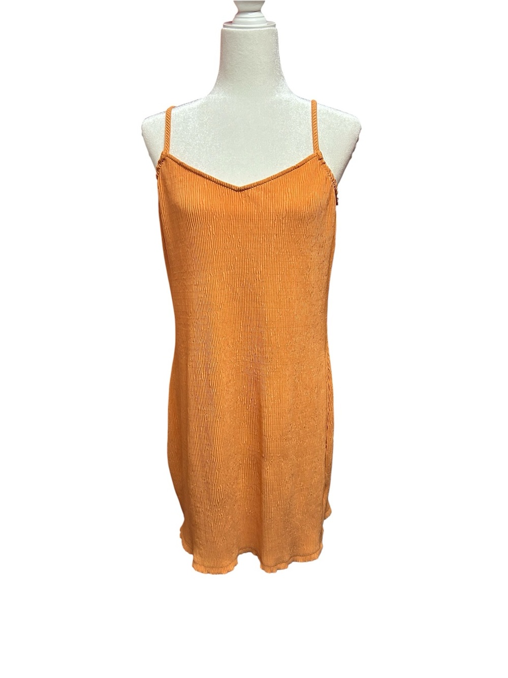 Vans Benton Cami Orange/Apricot Ribbed Crinkle Knit Mini Dress Size M